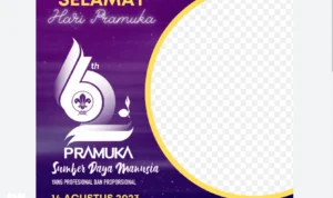 Salah satu Twibbon hari Pramuka ke 62 Tahun 2023 yang bisa dipasang di Sosial media.