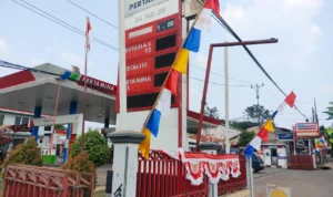 SPBU Sawangan, Depok yang diduga bocor. Jabar Ekspres/Rubiakto.