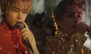 Lagu Love Me Again V BTS Trending di YouTube Musik/ Tangkap Layar dan Kolase YouTube HYBE LABELS