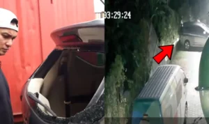 Maling Bobol Mobil Baim Wong, CCTV Merekam Pelakunya/ Kolase YouTube Baim Paula