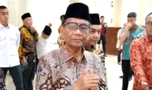 Menko Polhukam Mahfud MD buka suara soal isu penahanan pimpinan Ponpes Al Zaytun, Panji Gumilang terkait kasus penistaan agama. ANTARA/Luqman Hakim.