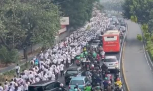 Ribuan honorer nakes menggeruduk gedung DPR RI, melakukan unjuk rasa menuntut segera diterbitkannya surat pengangkatan PNS. Dok. Istimewa.