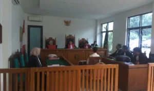 Timothy Andrew Hasian mengajukan eksepsi terhadap dakwaan JPU terkait kasus pengadaan alat kesehatan di PN Depok pada Rabu, 2 Agustus 2023. Jabar Ekspres/Rubiakto.