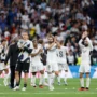 Selebrasi pemain Real Madrid setelah laga melawan Getafe (2/9).