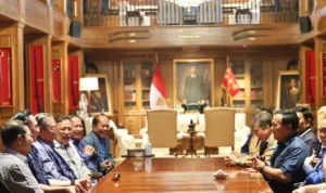 AHY dan SBY menyampaikan dukungannya pada pertemuan dengan Capres Prabowo Subianto menjelang Pilpres 2024. ANTARA/HO- Siaran Resmi Partai Demokrat.
