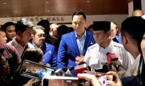 AHY pimpin deklarasi Paratai Demokrat dukung Prabowo Subianto sebagai bakal Capres dan titipkan agenda perubahan dan perbaikan. ANTARA/Genta Tenri Mawangi.