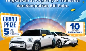 BRImo FSTVL 2023 ini memberikan hadiah utama 5 unit mobil listrik Mini Cooper Electric dan 10 unit MG 4 EV Ignite.