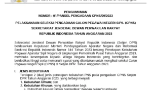 PDF Formasi CPNS DPR RI 2023, Cek 98 Kuota Lengkap Syaratnya! Formasi CPNS DPR RI 2023/ Tangkap Layar Pengumuman Laman DPR RI