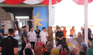 Presiden Jokowi saat meninjau kesediaan beras di Gudang Bulog, Ciampea, Kabupaten Bogor. Dok. Diksominfo.