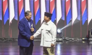Ketua Majelis Tinggi Partai Demokrat Susilo Bambang Yudhoyono (SBY) resmi mendukung bakal Capres Prabowo Subianto. ANTARA/Galih Pradipta.