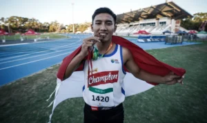 Sosok Yogi, setelah menjuarai Athletics West Track and Field State Championships di Perth, Western Australia, pada 4 Maret 2023. Dok. Istimewa.