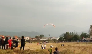 Suasana landing Paralayang IPP Kabupaten Sumedang, Kamis 7 September 2023 sore.