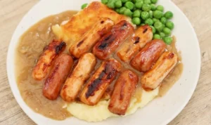 Resep Sosis Bakar 3 Bahan! Lengkap Dengan Cheesy Mashed Potato & Onion Gravy