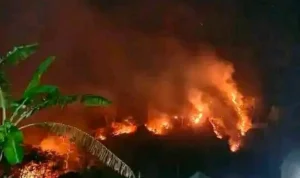Potret Gunung Jayanti Palabuhanratu yang terbakar pada Jum'at, 22 September 2023.