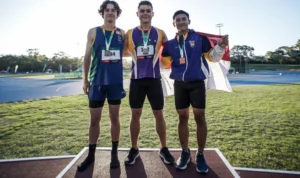 Yogi (paling kanan) usai melakukan UPP dalam Athletics West Track and Field State Championships, Australia, Western Australia Dok. Istimewa.