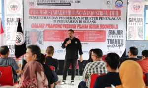 Ganjaran Buruh Berjuang (GBB) mengukuhkan 24 tim pemenangan bakal calon presiden 2024-2029 Ganjar Pranowo dari 24 perusahaan yang ada di wilayah Kabupaten Subang, Sabtu (30/9/2023).