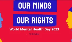 Poster kampanye Hari KEsehatan Mental Sedunia dari WHO.