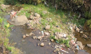 Kondisi Sungai Ciesek yang tercemar.