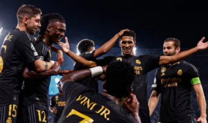 Selebrasi gol Real Madrid saat melawan Napoli (4/10)