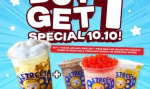 Promo Street Boba Buy 1 Get 1 Free Spesial 10.10! Promo Street Boba Buy 1 Get 1 Free Spesial 10.10!