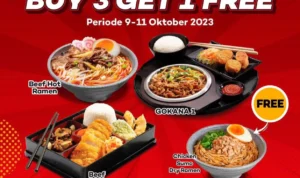 Promo Gokana Ramen & Tepan Spesial 10.10 Buy 3 Get 1 Free!