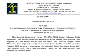 Cek PDF Pengumuman SKD CPNS Kemenkumham 2023 Berikut Ini/ Tangkap Layar casn.kemenkumham.go.id