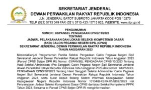 Berikut Cara Akses Link PDF Pengumuman Jadwal SKD Setjen DPR RI 2023/ Dok. dpr.go.id/cpns