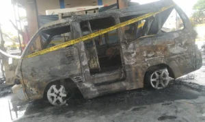 Kondisi pom bensin di Jala Jalur Lingkar Selatan Kota Sukabumi pasca terjadi nya kebakaran. Riki/JE.