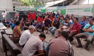 SP TSK SPSI Kabupaten Sukabumi mendatangi Kantor BPS Kabupaten Sukabumi pada Rabu (22/11/2023).