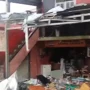 Kondisi kedai yang luluh lantak akibat gas meledak di Pasar Cisarua, Kabupaten Bogor, Senin (27/11) pagi.