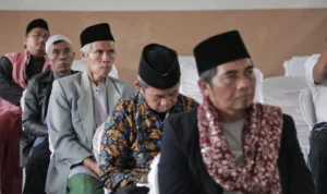 Para Kiai saat Halaqoh Kebangsaan Jaringan Ahlussunah Wal Jamaah Indonesia di Pondok Pesantren Darul Hikam Kecamatan Cipaku, Kabupaten Ciamis, Minggu 26 November 2023.