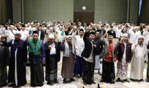 Deklarasi dukungan para Ulama kepada pasangan Ganjar Pranowo dan Mahfud MD di Valley Hotel Kedungbadak, Kecamatan Tanah Sereal, Kota Bogor, Jawa Barat, Sabtu 4 November 2023.