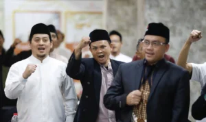 Deklarasi dukungan terhadap pasangan Ganjar-Mahfud terus mengalir kali ini datang dari relawan BeraGAMA di Hotel Skyland City, Jalan Raya Jatinangor, Sumedang, Selasa 7 November 2023.