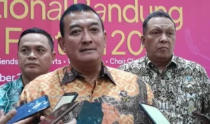 Inspektur Utama BNN RI Irjen Wahyono menyatakan perang melawan narkoba melalui International Bandung Choral Festival 2023 di Kampus Universitas Katolik Parahyangan (Unpar) Jalan Ciumbuleuit, Kota Bandung, Rabu 8 November 2023.