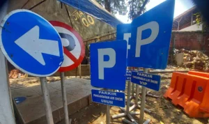 Rambu parkir yang telah dipersiapkan oleh Dinas Perhubungan (Dishub) Kabupaten Pangandaran.