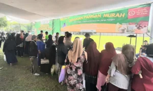 Bupati Ngamumule Desa Cinunuk Bandung, Gerakan Pangan Murah Digelar DKPP Jabar Pelaksanaan Gerakan Pangan Murah yang Digelar DKPP Jabar di Desa Cinunuk, Kecamatan Cileunyi, Kabupaten Bandung. (Yanuar/Jabar Ekspres)