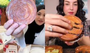 Aurel Hermansyah dan Tasya Farasya Ikutan Review Cromboloni Viral dari Monsieur Spoon/ Kolase TikTok @aureliehermansyahatta dan @tasyafarasya