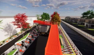 Desain 3D Irigasi Cabang Tengah Kota Depok