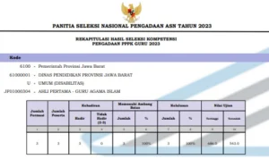 Link PDF Pengumuman Hasil Seleksi PPPK Guru Jawa Barat 2023, Cek Arti Kode Lengkap di Bawah Ini/ Tangkap Layar BKD Jawa Barat