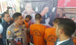 Kapolres Sukabumi AKBP Maruly Pardede saat konferensi pers, Rabu (5/12/2023). Riki/Jabar Ekspres.