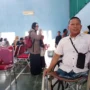 Ahmad Soleh (32), warga disabilitas yang mengikuti Sosialisasi Pemilu 2024 oleh KPU Jabar di Kota Cimahi.