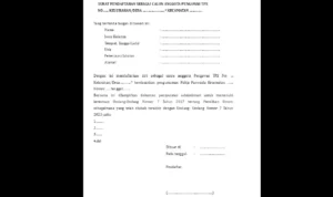 Contoh Format Surat Pendaftaran Calon Pengawas TPS Pemilu 2024/ Tangkap Layar Bawaslu Kabupaten Pemalang