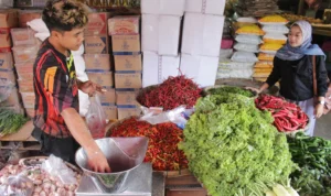 Jelang Nataru, Harga Pangan Fluktuatif di Pasar Kota Bandung Pekan ini, beberapa kebutuhan pokok mengalami penurunan di Pasar Kota Bandung (Pandu Muslim / JE)