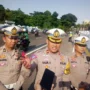 Kasatlantas Polresta Bogor Kota, Kompol Galih Apria bersama jajaran usai melakukan anev di Jembatan Otista, Rabu (20/12). (Yudha Prananda / Jabar Ekspres)
