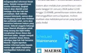 Pengumuman dari Aplikasi Maersk yang mulai Terbukti Scam.