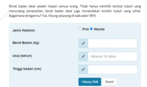 Link Kalkulator ukur berat badan.