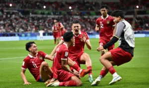 Skema Kelolosan Garuda ke 16 Besar Piala Asia 2023 Skuad Timnas Indonesia saat merayakan gol perdana di Piala Asia 2023 melawan Iraq (15/1).