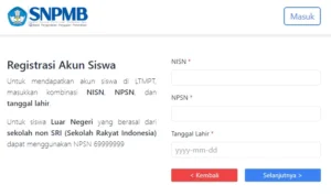 Registrasi akun siswa dalam portal SNPMB 2024/ Tangkap layar portal SNPMB