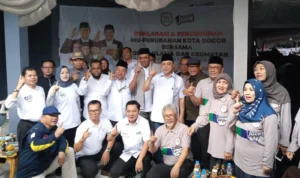 Sejumlah tokoh di Timnas AMIN bersama MU Perubahan Kota Bogor saat mendeklarasi dukungan untuk AMIN di Kota Bogor, Kamis (11/1).
