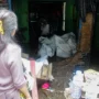 Salah satu rumah warga jebol dikarenakan debit air tinggi serta arus deras saat Sungai Cikapundung meluap di kawasan Gang Apandi, Kelurahan Braga, Kota Bandung, Jumat (12/1).